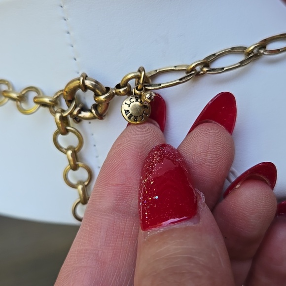 J Crew Gold (Brass Tone ?) and Neon Green Statement Crystal Necklace - Picture 6 of 13